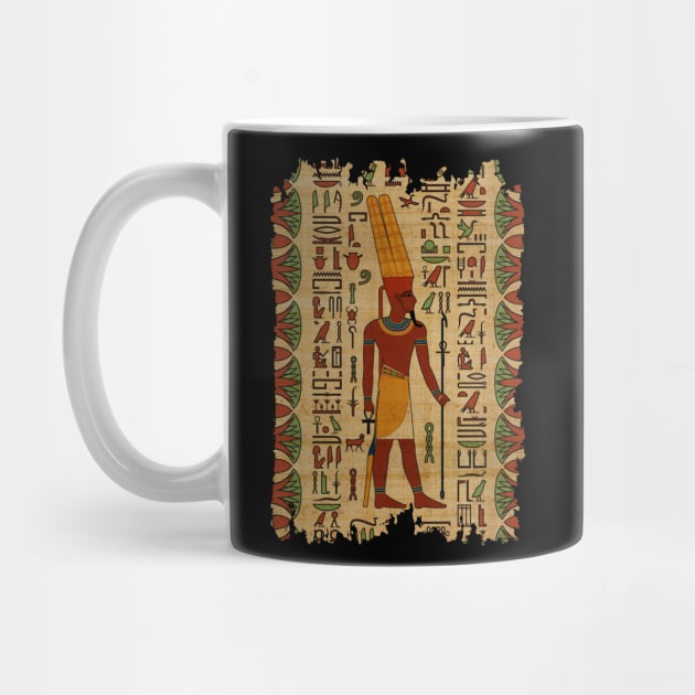 Egyptian Amun Ra - Amun Re Ornament on papyrus by Nartissima